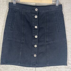 UMGEE Jean Company Black Denim Button Front Mini Skirt Size 27 Boho Academia
